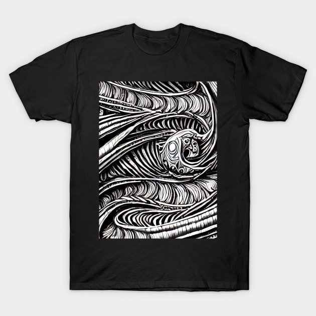 Abstract Dragon Black and White T-Shirt by AbstraktTheArt